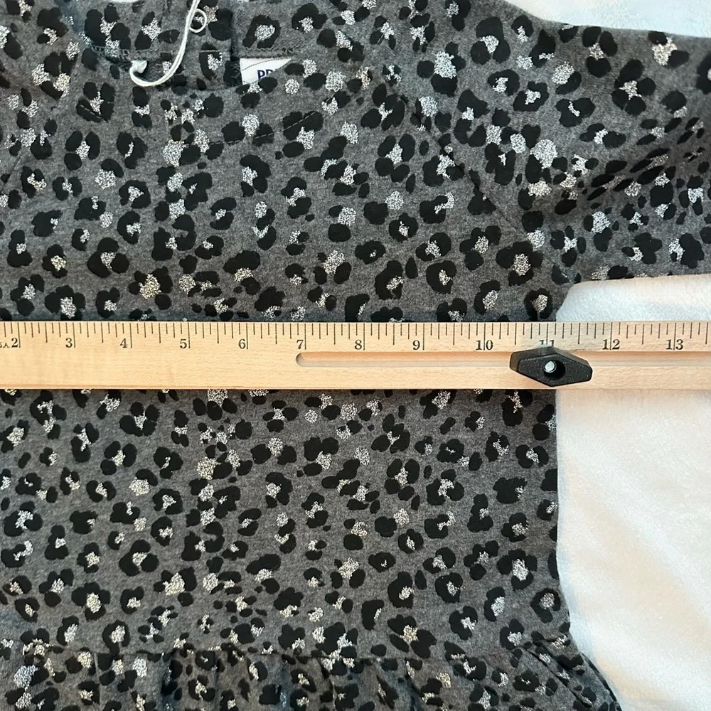 Primigi Leopard Print Long Sleeve Dress Baby 18M Gray Black Silver Cotton NTW